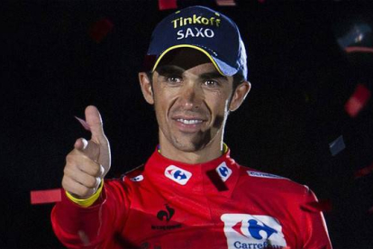 Alberto Contador, en Santiago de Compostela, tras ganar la Vuelta a España 2014.