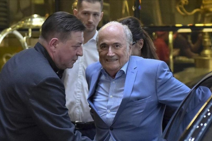 Blatter, a su llegada a Moscú.