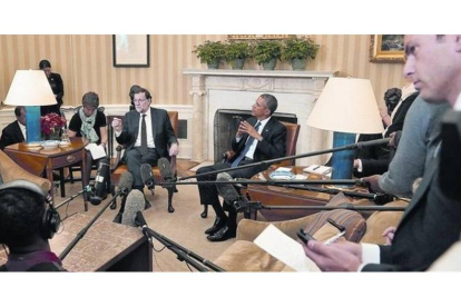 Rajoy y Obama atienden a los medios, ayer en la Casa Blanca.