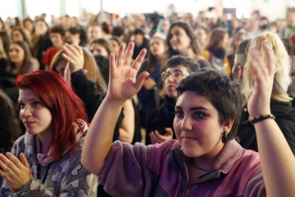 Acto feminista en Madrid en apoyo de la huegla del 8 de marzo.
