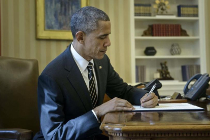 Obama en la Casa Blanca meses antes de dejar la presidencia de EEUU.
