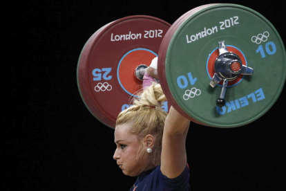 Lydia Valentín, durante la competición en los Juegos Olímpicos de Londres 2012. JESÚS DIGES