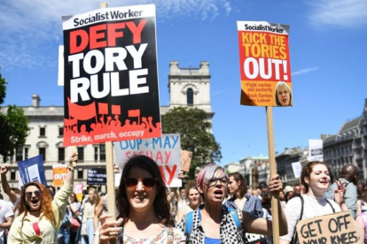 Manifestación contra el Gobierno de Theresa May en Londres.