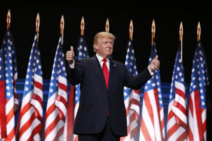 Donald Trump, durante su discurso de aceptación de la nominación republicana, en la convención de Cleveland.