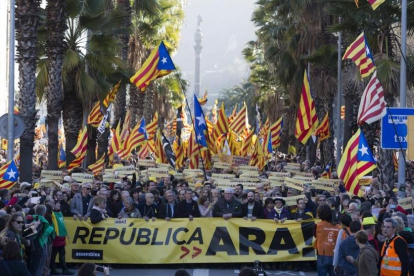 Manifestación de la ANC en Barcelona, este domingo.