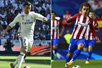 Cristiano (7 tantos) y Griezmann (5), los máximos goleadores de sus equipos en esta Champions, se ven las caras en el Bernabéu.