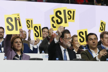 Cospedal, Rajoy y Maillo en el congreso del PP.