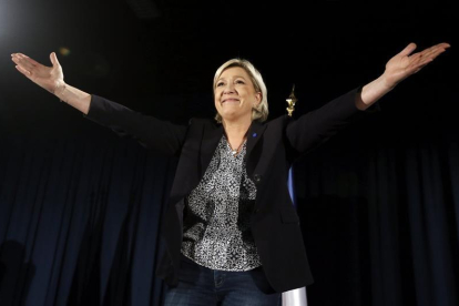 La candidata de la extrema derecha a las elecciones presidenciales francesas, Marine Le Pen, durante un acto de campaña.