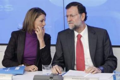 María Dolores de Cospedal y Mariano Rajoy durante la reunión del comité ejecutivo del PP.
