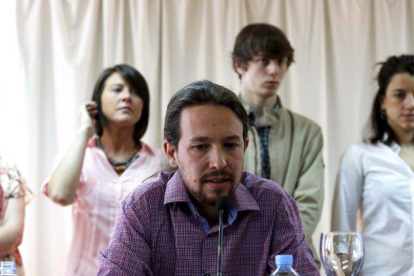 El líder de Podemos, Pablo Iglesias, la semana pasada durante una rueda de prensa.