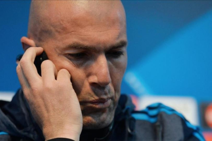Zidane, durante la rueda de prensa previa al encuentro ante el Manchester City.