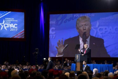 Donald Trump, durante su intervencion en la Conferencia anual de Accion Politica Conservadora  (CPAC), en Washington