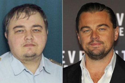Leonardo DiCaprio y su doble ruso, a la derecha.