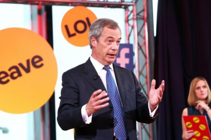 El euroescéptico Nigel Farage, líder del UKIP, participa en un debate sobre el 'Brexit', en Londres, el 10 de junio.