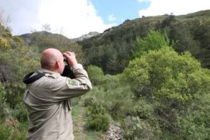 Un agente de la FOP observa la Sierra Orpiñas