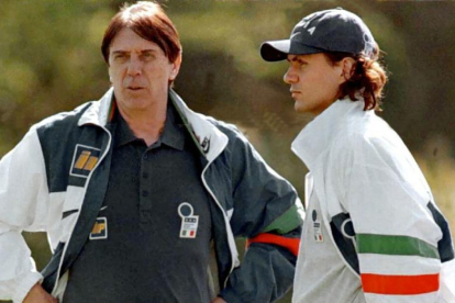 Cesare Maldini junto a su hijo Paolo.