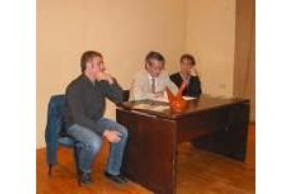 Jorge Fernández, Chencho y Porfirio Gordón durante la charla