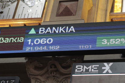 Cotización de Bankia en la bolsa de Madrid. JAVIER TORMO