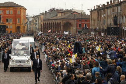 El papa Francisco en su visita a Carpi, Italia.