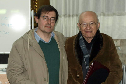 Siro Sanz y Eutimio Martino, tras la conferencia.