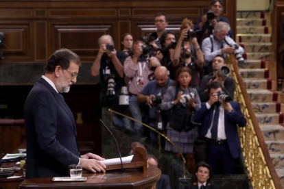 Rajoy durante su intervención en el Congreso.