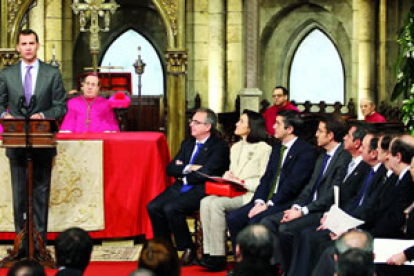 El Príncipe de Asturias durante su intervención en el acto de inauguración del Año Santo Jacobeo en