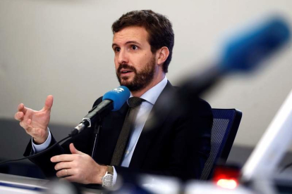 El presidente del PP, Pablo Casado, en una entrevista.