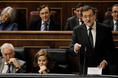 Mariano Rajoy, durante la sesión de control al Gobierno, este jueves en el Congreso.
