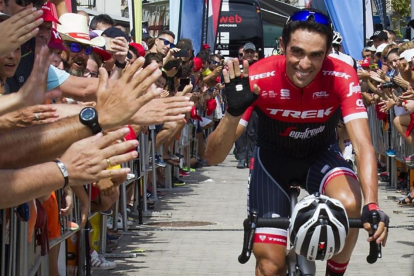 Alberto Contador, en la Vuelta de este año, en la que se retira del ciclismo profesional