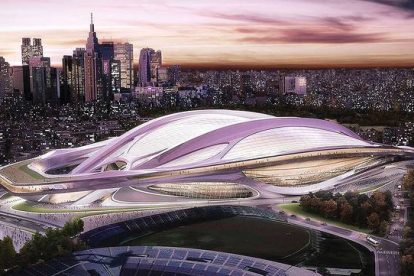 Imagen virtual del proyecto de Zaha Hadid para el nuevo estadio olímpico de Tokio, que debería albergar los Juegos del 2020 pero que finalmente será retomado desde cero.