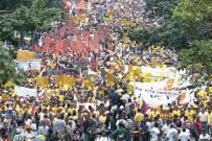 Imagen de la manifestación celebrada ayer en Caracas para conmemorar la matanza del 11 de abril