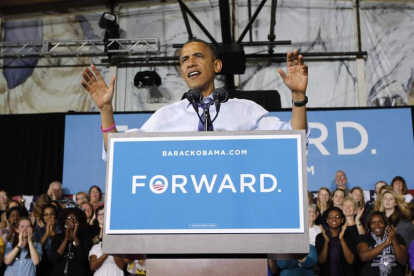 Barack Obama, durante una intervención de su campaña electoral en Iowa.