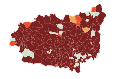 Mapa de incidencia del covid hoy, municipio a municipio. MIGUEL ARGÜELLO