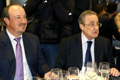 Rafa Benítez y el presidente del Madrid, Florentino Pérez.