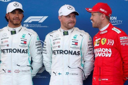 Lewis Hamilton, Valtteri Bottas y Sebastian Vettel, los más veloces en la quali de Baku.
