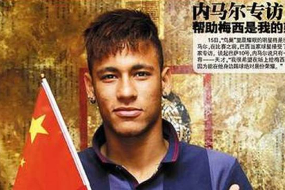 Detalle de la portada del diario deportivo chino 'Titan Sports', con Neymar como protagonista.