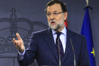 El presidente del Gobierno, Mariano Rajoy, ayer durante una rueda de prensa en La Moncloa.