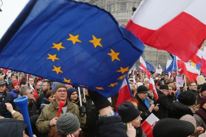 Aspecto de la manifestación contra el Gobierno en Varsovia.