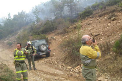 Efectivos de lucha contra el fuego, en el lugar del siniestro.