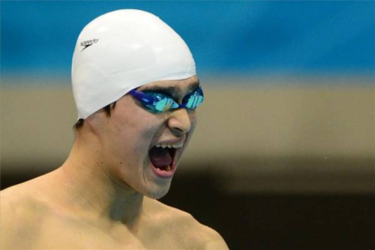 El nadador chino Sun Yang, antes de ganar el oro en 1500 metros.
