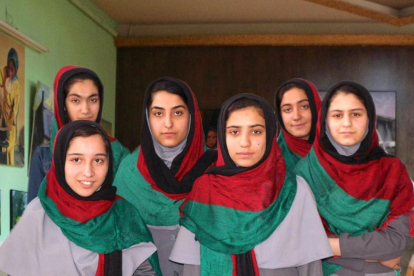 El equipo de seis adolescentes afganas a las que les ha denegado el visado estadounidense.