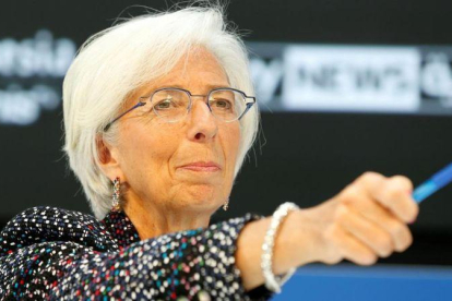 Christine lagarde, la directora del Fondo Monetario Internacional, en una comparecencia este mes de abril.
