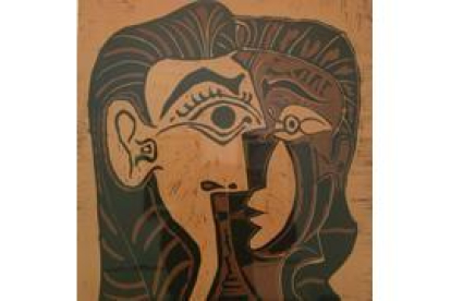 Detalle del linograbado de Picasso «Tête de femme»