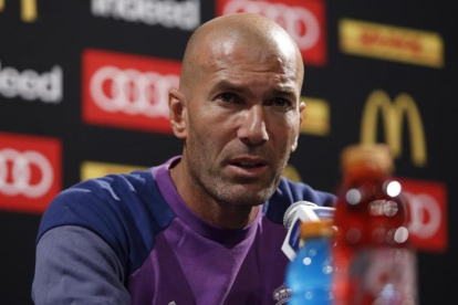 Zinedine Zidane, durante la rueda de prensa posterior al partido contrra el Bayern.