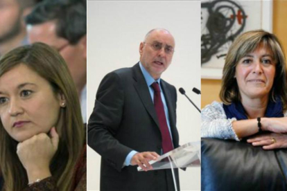 Los tres miembros actuales de la Mesa del comité federal del PSOE: Verónica Pérez, Rodolfo Ares, Núria Marín.