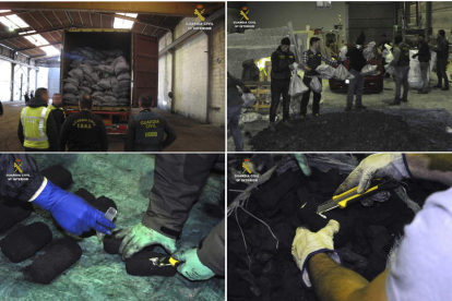 Los agentes tuvieron que inspeccionar 3.200 kilos de carbón para encontrar el estupefaciente