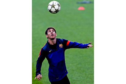 Messi, durante un entrenamiento con el Barcelona.