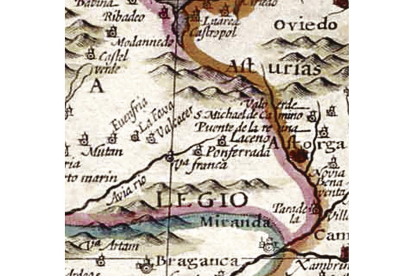 Detalle de la comarca con Ponferrada, Villafranca y Vega. DL