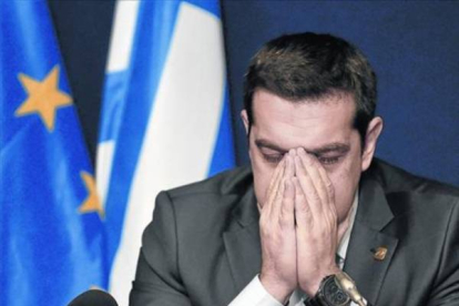 Alexis Tsipras durante la rueda de prensa que ofreció al terminar el Consejo Euopeo.