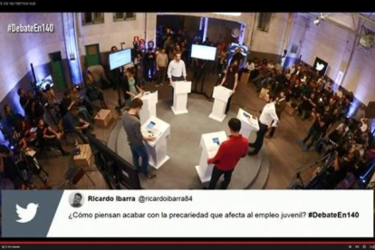 En la red 8 Un momento del debate de los candidatos en Twitter.